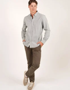 LONG SLEEVE SLIM FIT OXFORD BRUSHED COTTON SHIRT