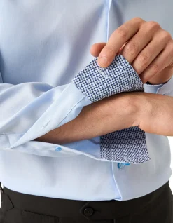 LONG SLEEVE SOLID SIGNATURE TWILL GEOMETRIC EFFECT SHIRT