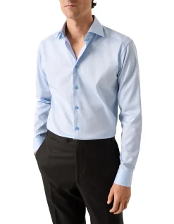 LONG SLEEVE SOLID SIGNATURE TWILL GEOMETRIC EFFECT SHIRT