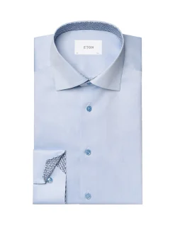LONG SLEEVE SOLID SIGNATURE TWILL GEOMETRIC EFFECT SHIRT