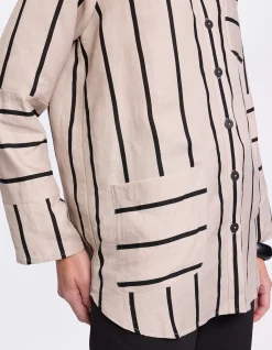 LONG SLEEVE SPLICED STRIPE SHIRT