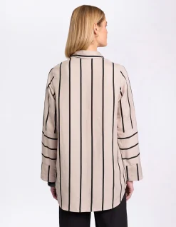 LONG SLEEVE SPLICED STRIPE SHIRT