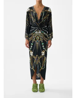 LONG SPLIT FRONT TWIST DRESS