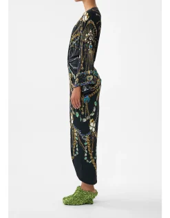 LONG SPLIT FRONT TWIST DRESS
