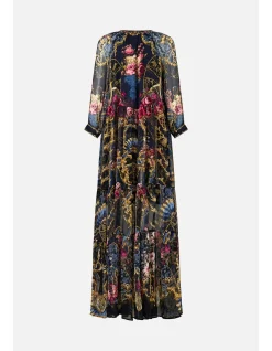 LONG GATHERED PANEL DRESS
