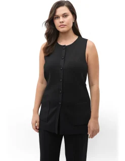 LONGLINE BOAT NECK KNIT VEST