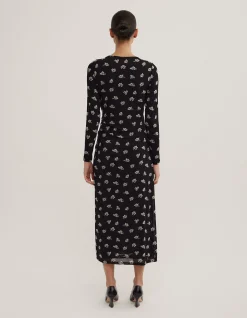 Longsleeve Ruched Mesh Dress