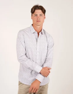 LONG SLEEVE ALPINE PEACHED COTTON SLIM FIT SHIRT