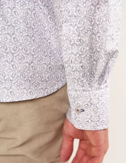 LONG SLEEVE ALPINE PEACHED COTTON SLIM FIT SHIRT