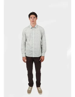 Long Sleeve CANADA DISTRESSED Print PEACHED Cotton Shirt