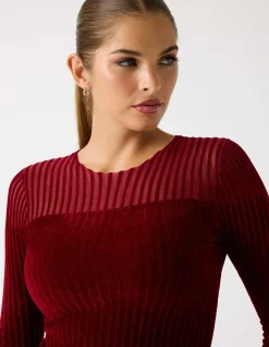 Long Sleeve Cn Rowena Rib Chenille Sweater