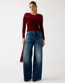 Long Sleeve Cn Rowena Rib Chenille Sweater