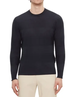 Long Sleeve Crew Neck Top Navy