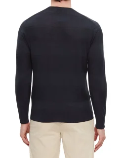 Long Sleeve Crew Neck Top Navy