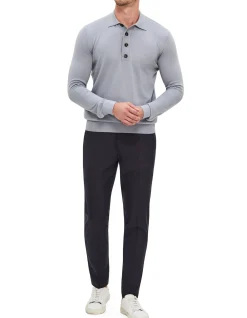 LONG SLEEVE FINE COTTON AND CASHMERE POLO SHIRT