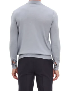 LONG SLEEVE FINE COTTON AND CASHMERE POLO SHIRT