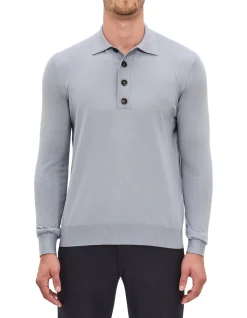 LONG SLEEVE FINE COTTON AND CASHMERE POLO SHIRT