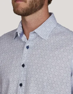 Long Sleeve FOLLONICA Print Linen Blend Shirt