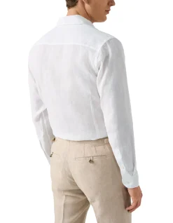 LONG SLEEVE LINEN BAND COLLAR SHIRT