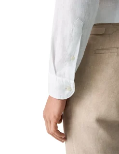 LONG SLEEVE LINEN BAND COLLAR SHIRT