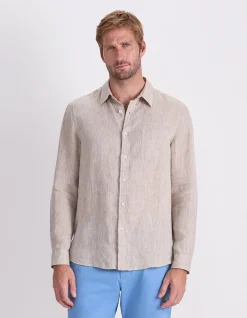 LONG SLEEVE LINEN YARN-DYED SHIRT