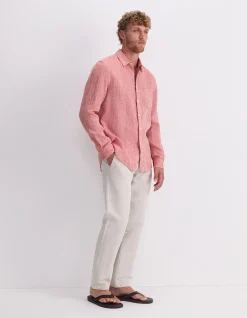 LONG SLEEVE LINEN YARN-DYED SHIRT