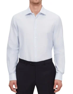 LONG SLEEVE MICRO TEXTURED COTTON SHIRT