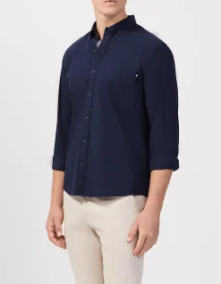 LONG SLEEVE NEVERTUCK FIT WASHED POPLIN COTTON SHIRT