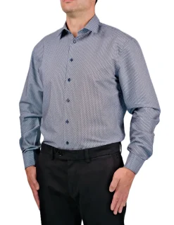 LONG SLEEVE PRINTED COTTON POINT COLLAR SHIRT