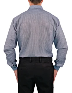 LONG SLEEVE PRINTED COTTON POINT COLLAR SHIRT