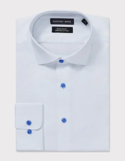 Long Sleeve Regular Fit Single Colour Herringbone Shirt