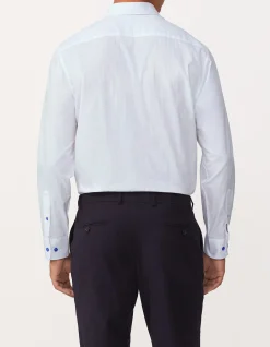 Long Sleeve Regular Fit Single Colour Herringbone Shirt