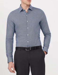 LONG SLEEVE SLIM FIT EASY CARE DOBBY SHIRT