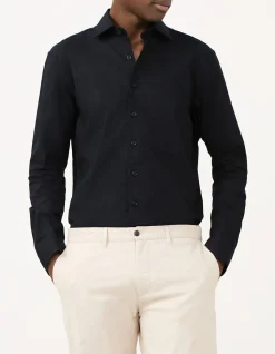 Long Sleeve Slim Linen Tencel Solid Shirt