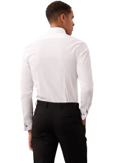 LONG SLEEVE SLIM OCCASION STR SOLID COTTON SHIRT