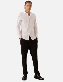 Long Sleeve Slim Tuck Single Colour Stretch Poplin Shirt