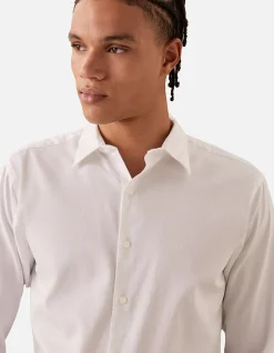 Long Sleeve Slim Tuck Single Colour Stretch Poplin Shirt
