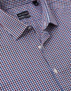 LONG SLEEVE TAILORED FIT POPLIN GINGHAM CHECK COTTON SHIRT