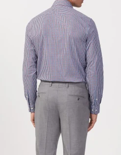 LONG SLEEVE TAILORED FIT POPLIN GINGHAM CHECK COTTON SHIRT