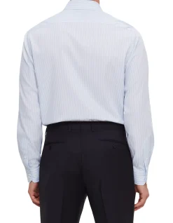 LONG SLEEVE TWO TONE FINE STRIPE COTTON SHIRT