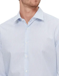 LONG SLEEVE TWO TONE FINE STRIPE COTTON SHIRT