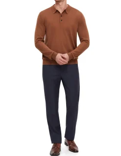LONG SLEEVE 100% WOOL BUTTON POLO