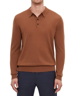 LONG SLEEVE 100% WOOL BUTTON POLO