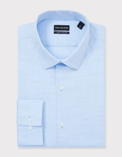 LONG SLEEVE WRINKLE FREE STRETCH COTTON POLY SLIM FIT SHIRT