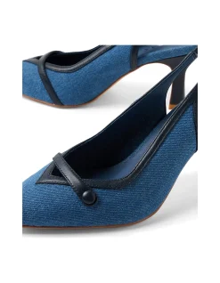 Lorient Denim Slingback Pointed Toe Heels
