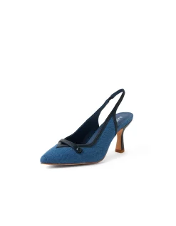Lorient Denim Slingback Pointed Toe Heels