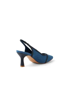 Lorient Denim Slingback Pointed Toe Heels