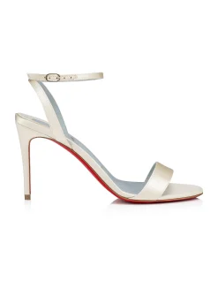 LOUBIGIRL 85MM SANDALS SATIN WHITE