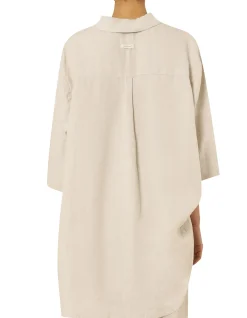 lounge linen longline crop sleeve shirt