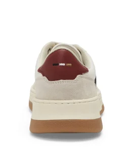 Low-top trainers with mixed-leather uppers